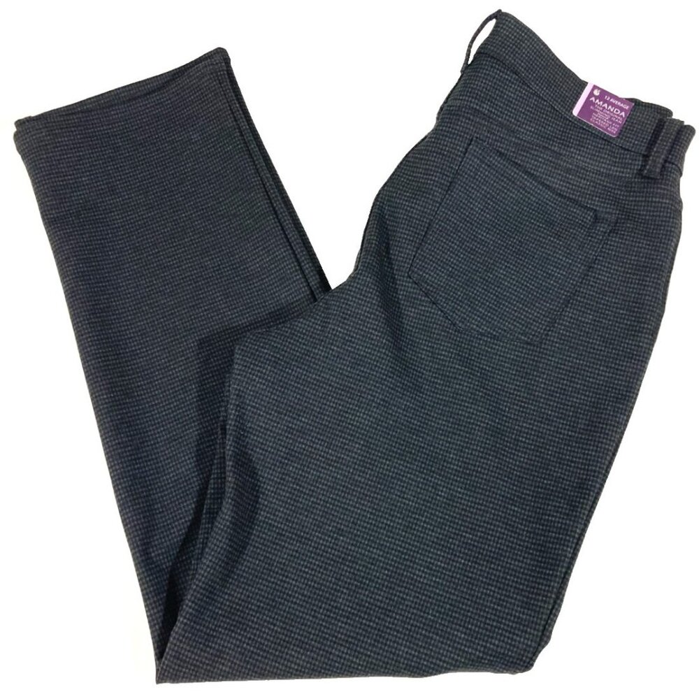 Gloria Vanderbilt Amanda Tapered Leg Pants 12 NWT Gray/Black Plaid Average Missy